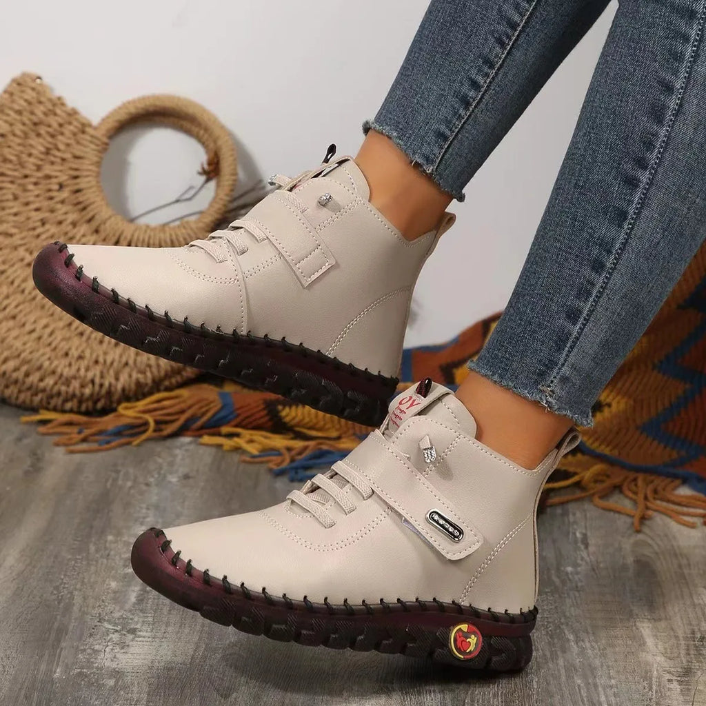 Women's Winter Plush-Lined Ankle Boots – Platform & Waterproof Women's Ankle Boots Qst