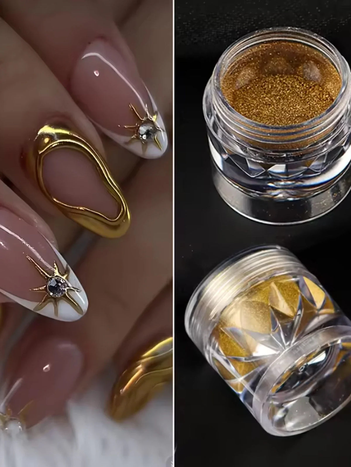 Mirror Chrome Nail Powder – Gold, Silver & Pearl Set Chrome Nail Powder Qme