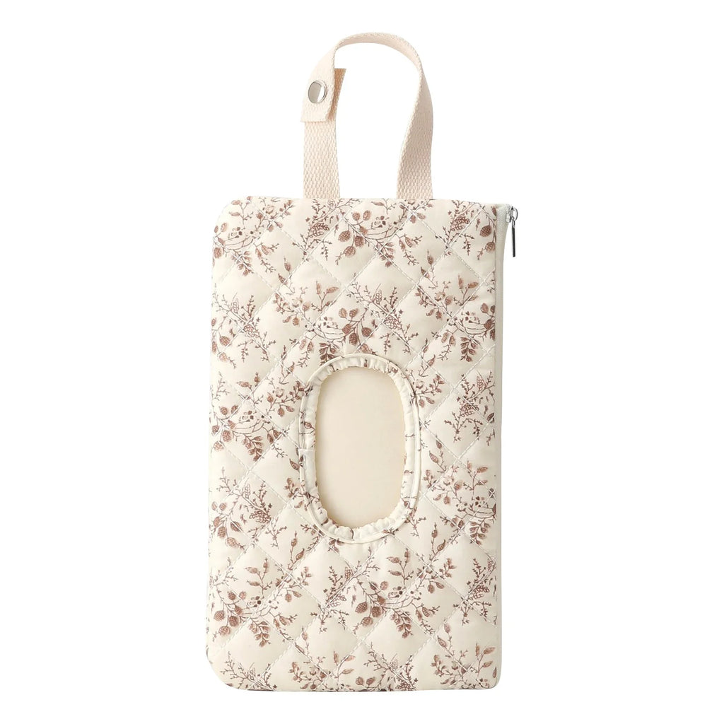 Floral Quilted Pull-Out Wipe Holder & Diaper Pouch Wipe Holder Pouch Qme B