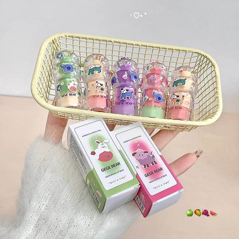 Gege Bear Fruit-Flavored Hydrating Lip Balm Keychain Pendant Hydrating Lip Balm Qme