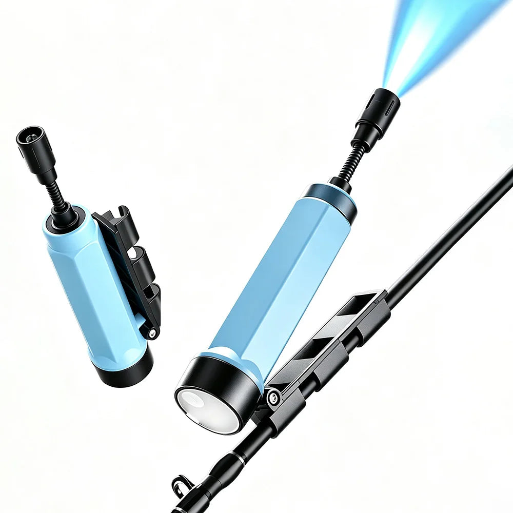BORUiT 360° Blue LED Fishing Rod Light – Type-C Rechargeable Fishing Rod Light Qst