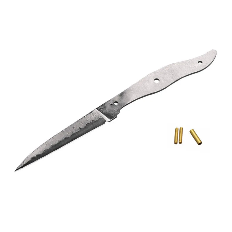 Damascus Steel Fixed Blade Knife Blank – DIY Camping & Hunting Knife Making Blank Qst Style 091