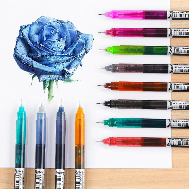 12-Color Needle Tip Gel Pens | 0.5mm Quick-Dry Smooth Ink Set Gel Pen Set Qme