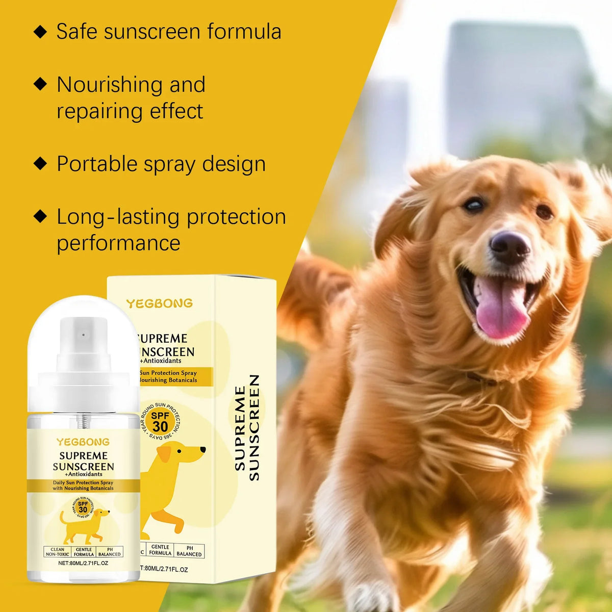 Dog Sunscreen Spray – UV Protection for Pets | Gentle Formula Pet Sunscreen Spray Qme