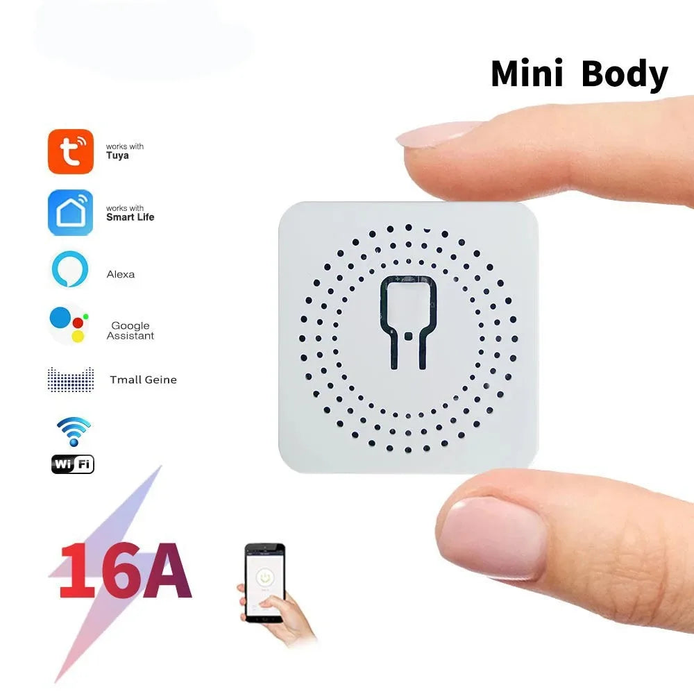 Tuya Mini 16A WiFi Smart Switch – 2-Way App & Voice Control WiFi Smart Switch Qme