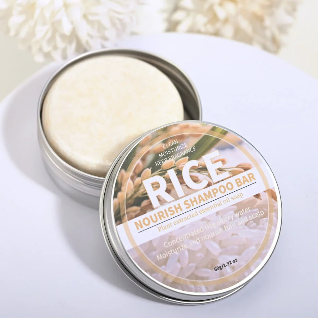 Rice Water Shampoo Bar with Milk Essence – Deep Cleansing Solid Shampoo Bar Qme