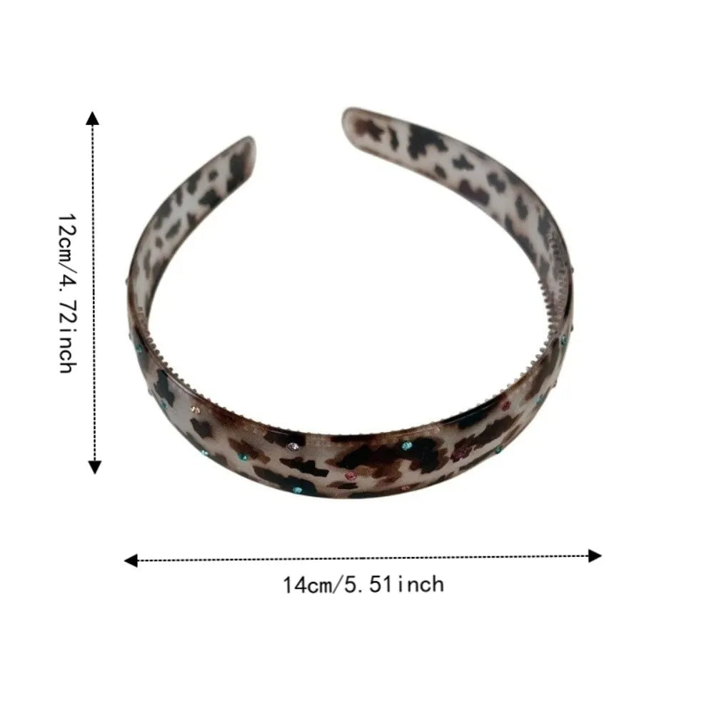 Rhinestone Leopard Print Headband – Colorful Non-Slip Acrylic Rhinestone Headband Qme