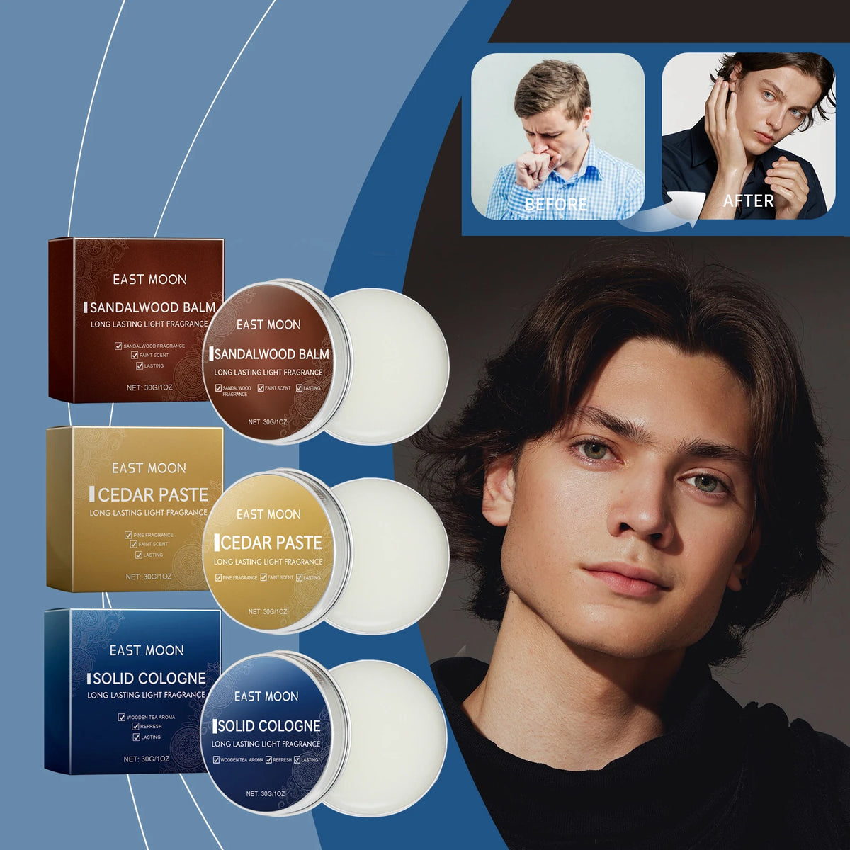 EAST MOON Solid Perfume Balm – Men's Long-Lasting Fragrance Solid Perfume Balm Qst
