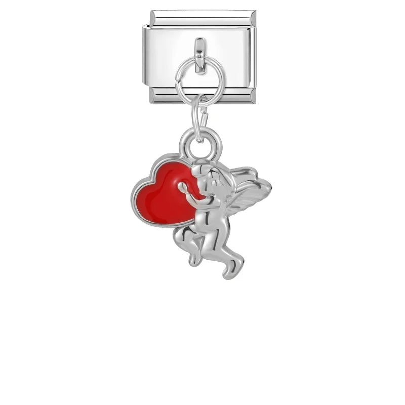 Zircon Crystal Italian Charm Link – Stainless Steel Bracelet Charm Bracelet Link Qme Style 18