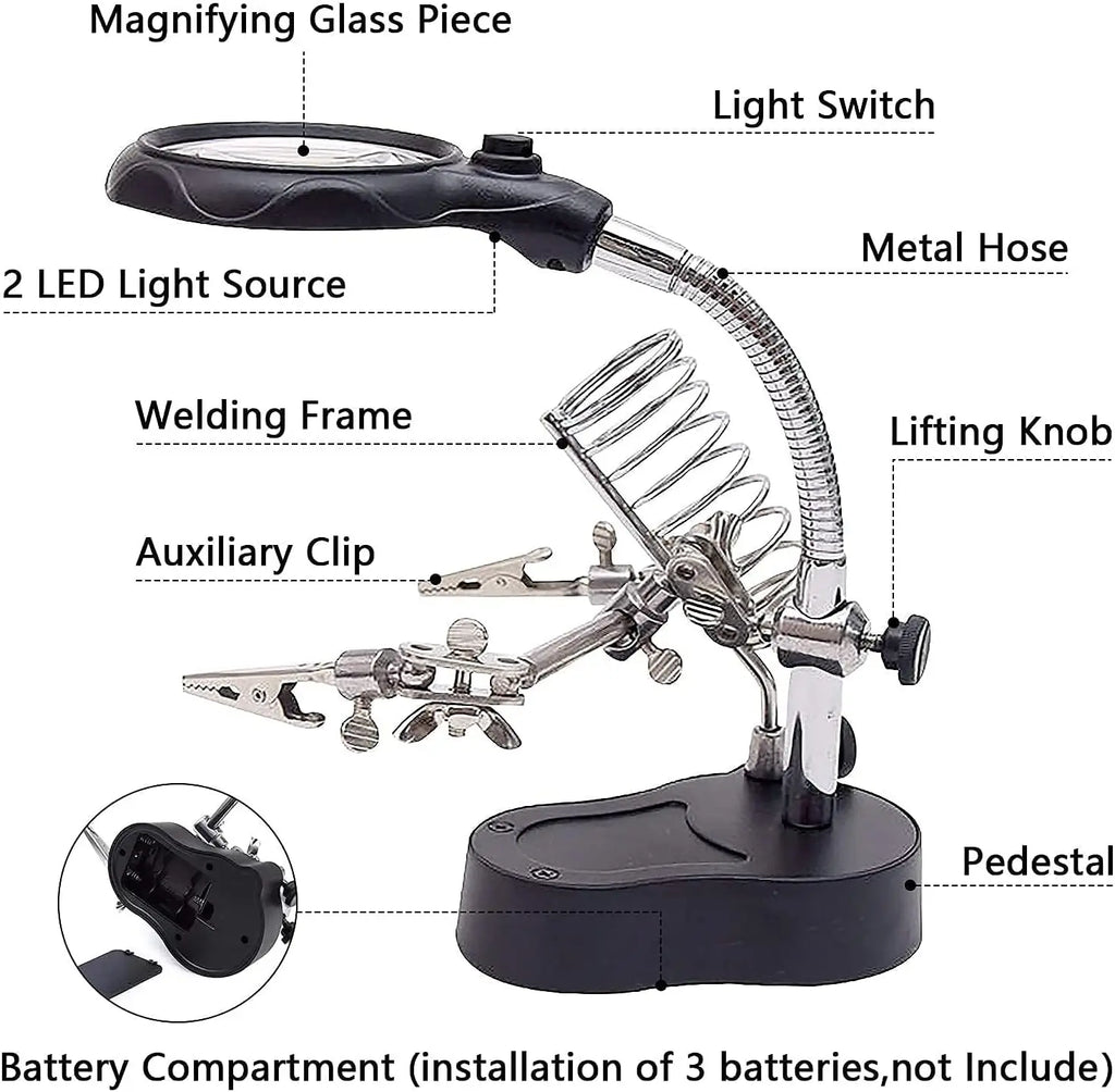 Desktop Magnifying Glass Soldering Station with Helping Hands Magnifying Soldering Station Qme