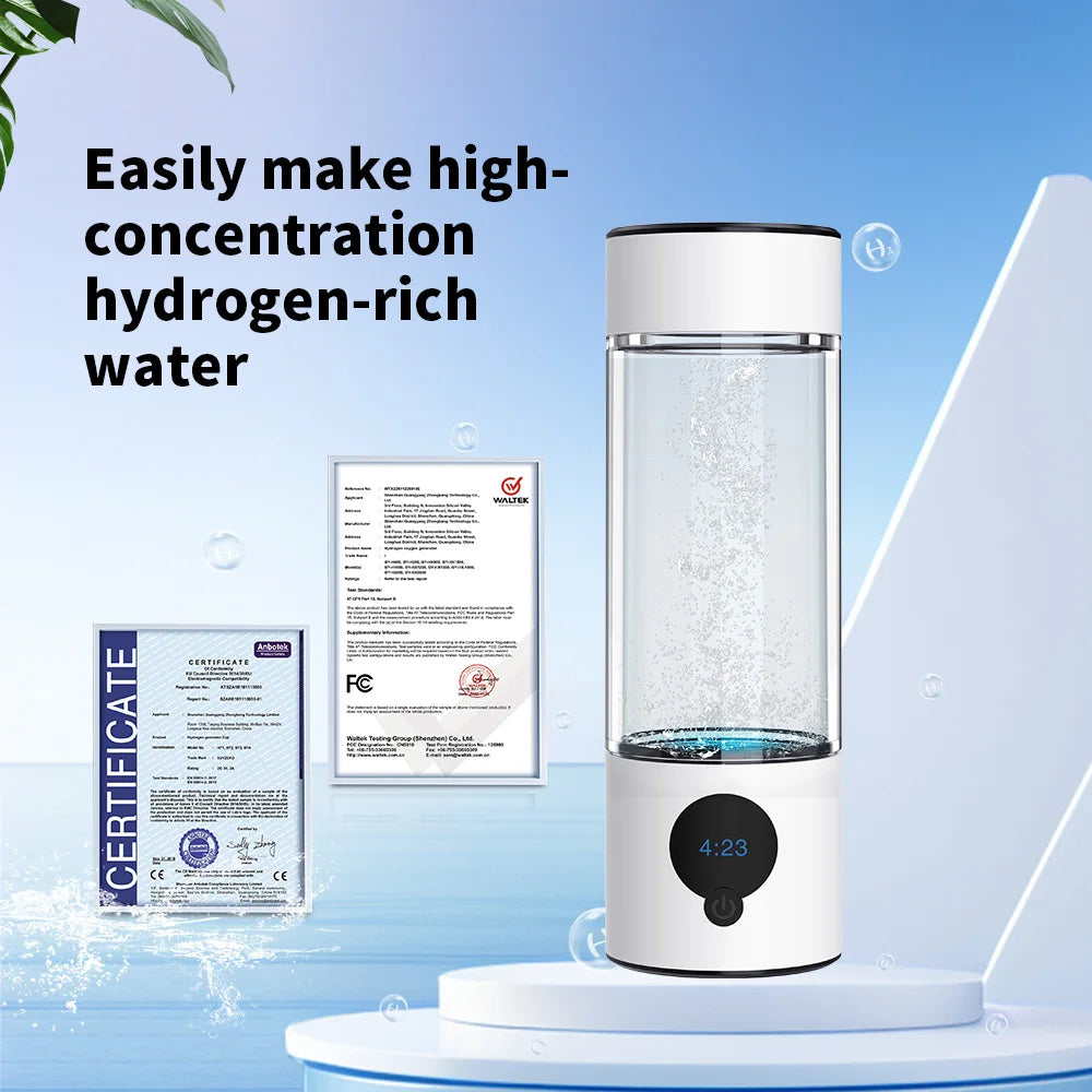 SUYZEKO Hydrogen Water Cup 6000ppb H2 Generator – 390ml Hydrogen Water Generator Qst