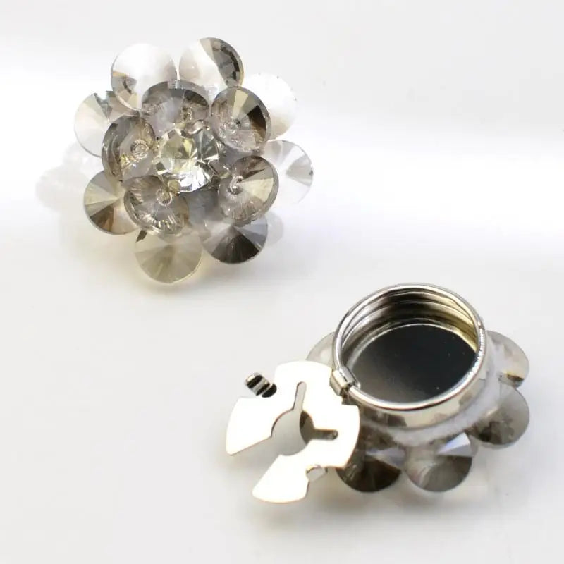 Rhinestone Flower Button Covers Cufflinks for Women – 10 Colors Button Cover Cufflinks Qme style 3