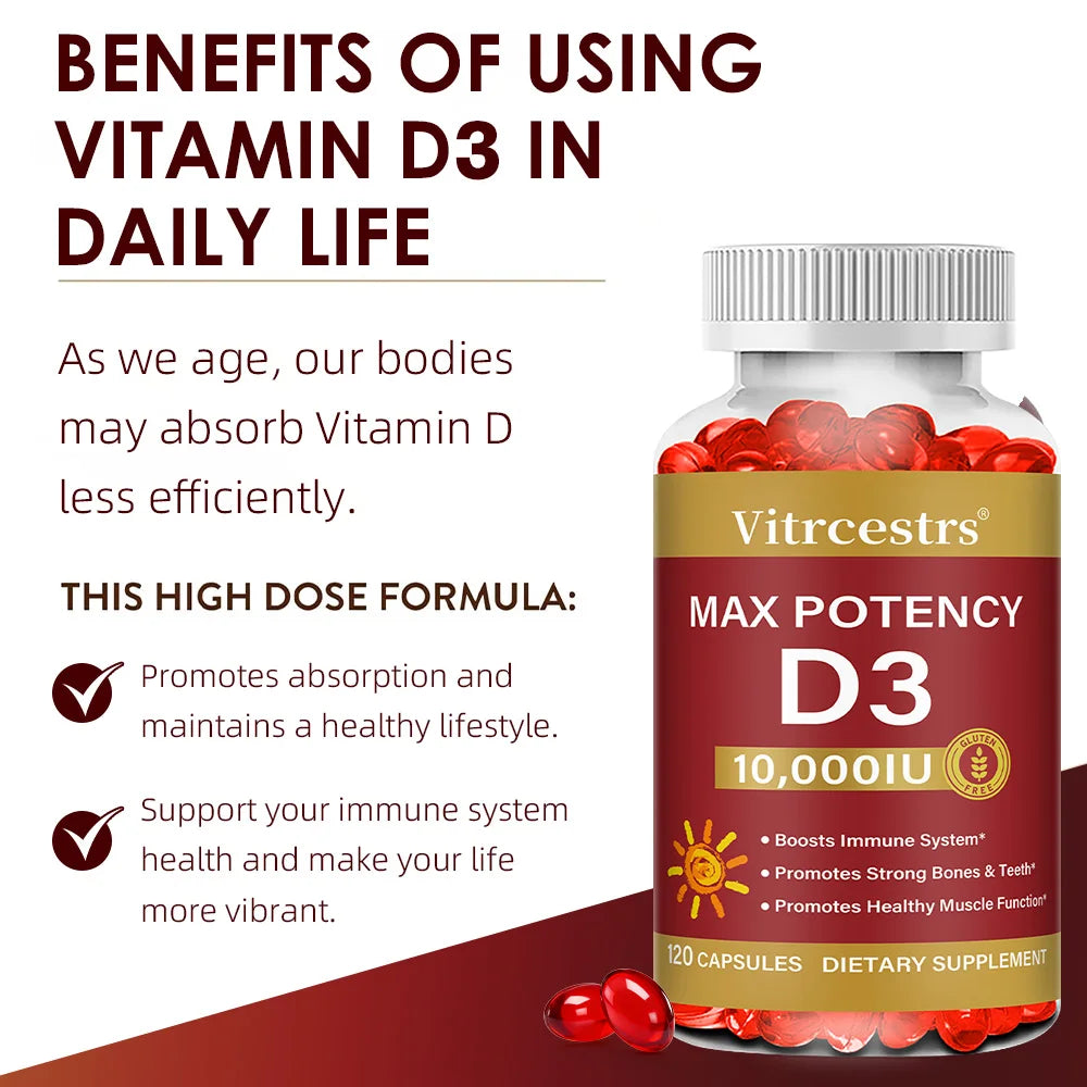 ZENVITALIZE Vitamin D3 10000 IU – Bone & Immune Support Vitamin D3 Supplement Qst
