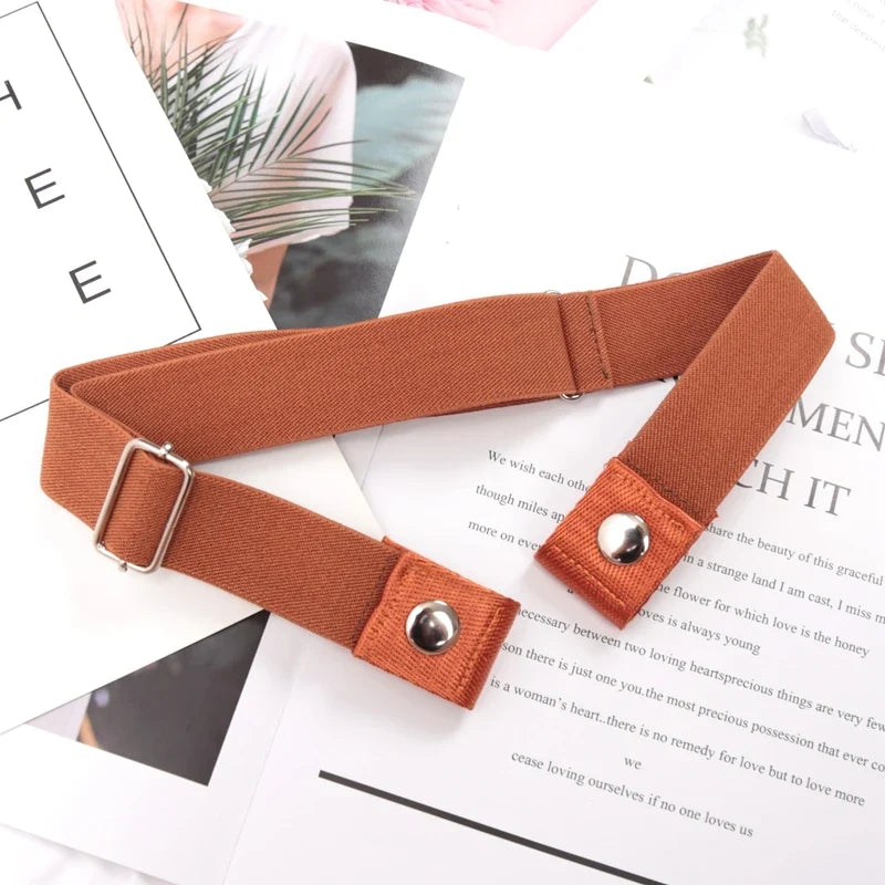 Women's Buckle-Free Elastic Invisible Belt – 29 Colors Elastic Invisible Belt Qme light brown 60-95cm China Mainland