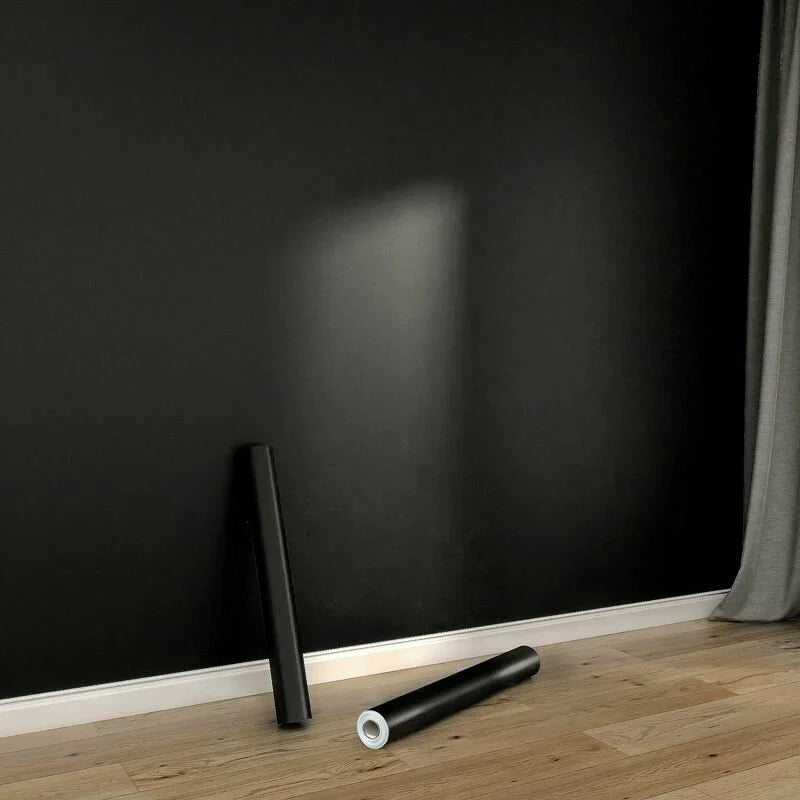 Matte Black Peel & Stick Vinyl Wallpaper – Waterproof, Dirt Resistant Self-Adhesive Wallpaper Qme