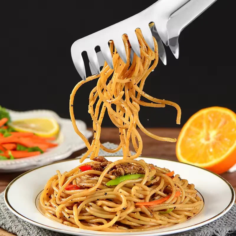 9-Inch Stainless Steel Spaghetti Tongs – Noodle Pasta Clip Kitchen Tongs Qst
