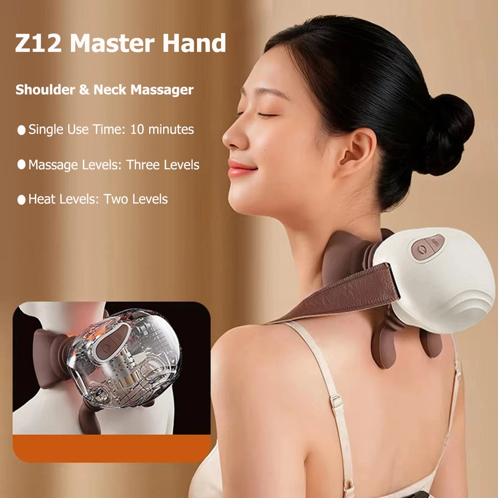 4D Kneading Neck & Shoulder Massager | Portable Wireless Shawl Neck Shoulder Massager Qst