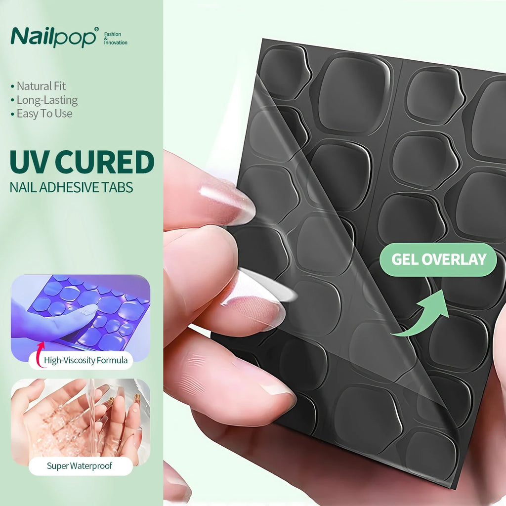 Nailpop UV Nail Adhesive Tabs 240pcs – Breathable Jelly Glue Nail Adhesive Tabs Qme