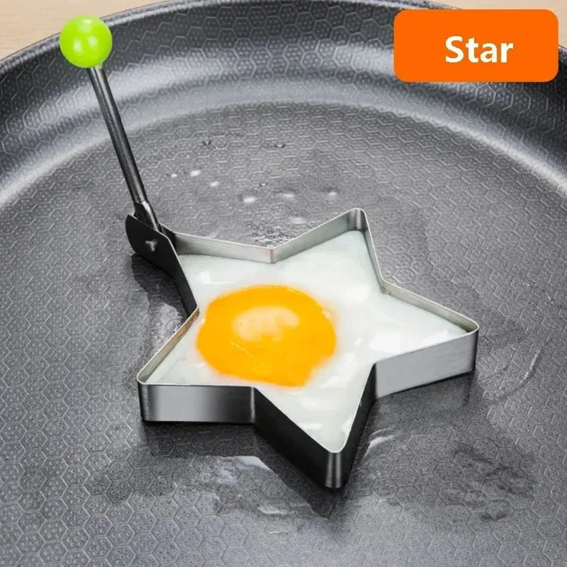 Stainless Steel Heart Egg Mold & Pancake Maker Ring Egg & Pancake Mold Qme 4pcs star