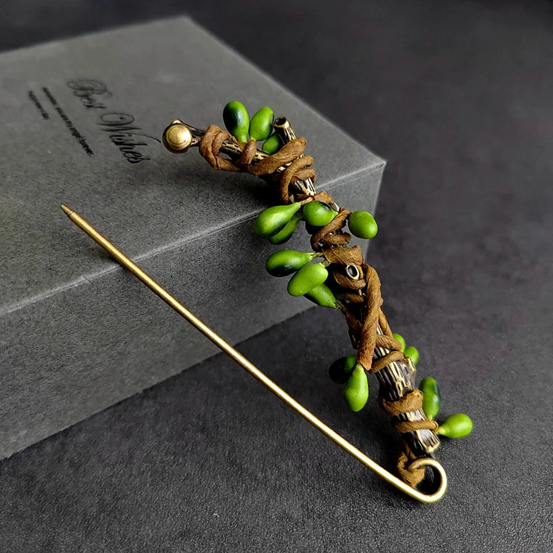 Vintage Large Fruit Plant Brooch Pin | Botanical Statement Decorative Brooch Pin Qme