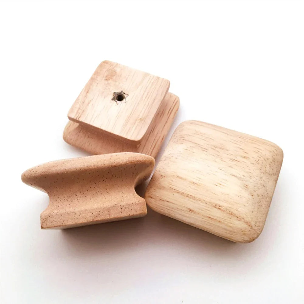Square Natural Wood Drawer Knobs – Cabinet Pulls Set of 10 Cabinet Knobs Qme