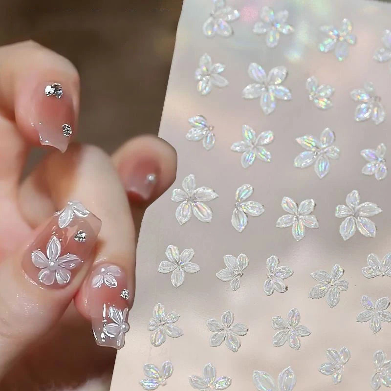 5-Petal Flower Nail Decals – DIY Floral Nail Stickers Nail Art Stickers Qst