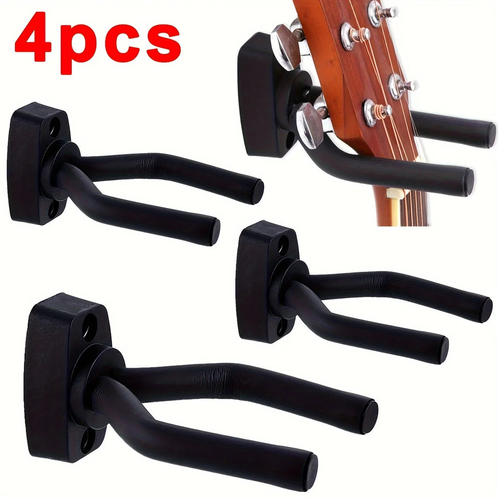 Black Metal Guitar Wall Hanger – Multi-Instrument Hook Set Guitar Wall Hanger Qme 4pcs