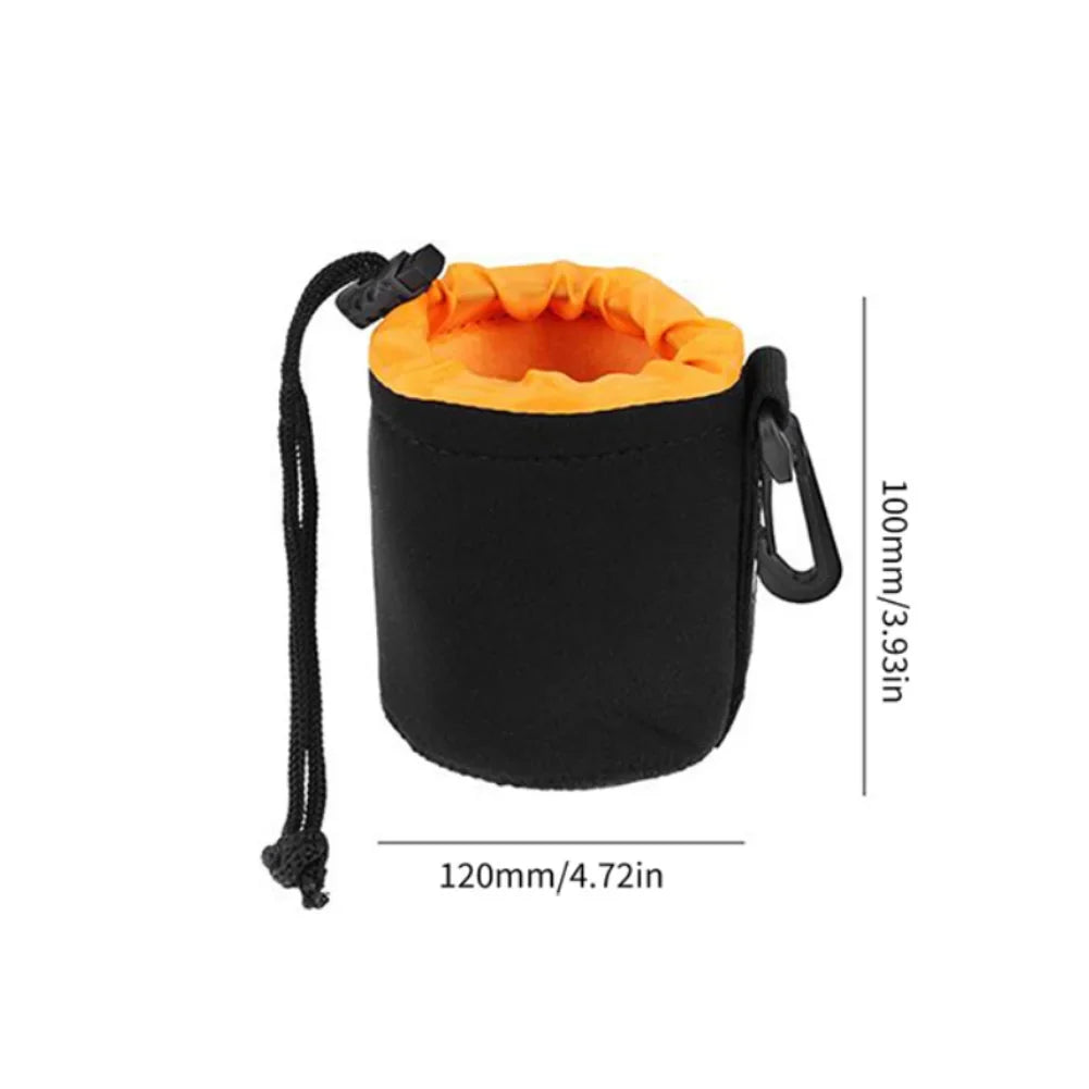Water-Resistant Camera Lens Case Drawstring Pouch – 8 Colors Camera Lens Pouch Qme S Orange