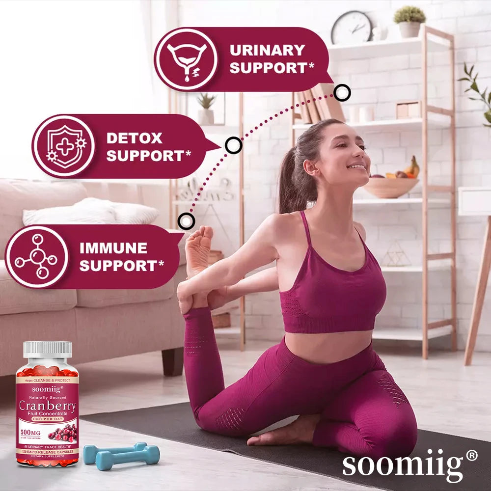 Organic Cranberry Extract Supplement – 120 Capsules | SOOMIIG Herbal Supplement Qst