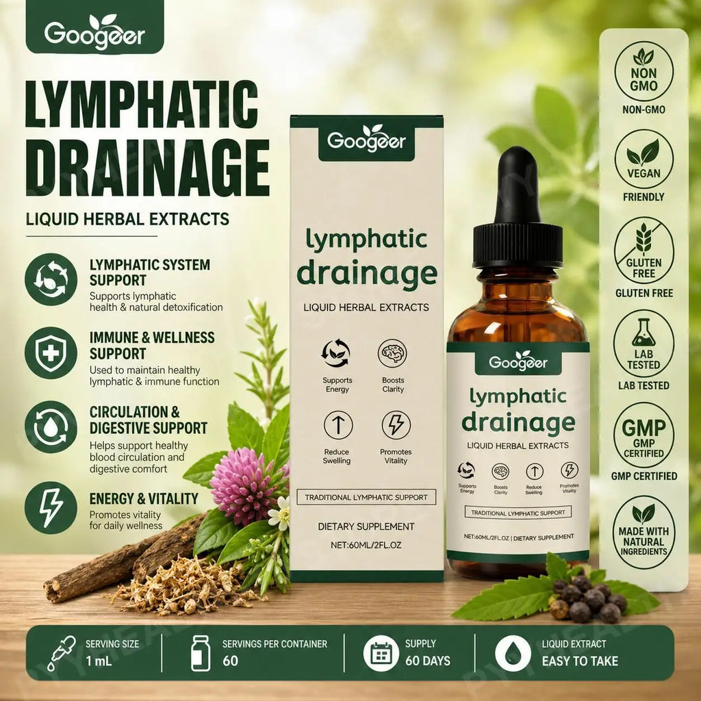 Googeer Lymphatic Support Drops – Cleavers & Red Clover 60ml Herbal Wellness Drops Qst