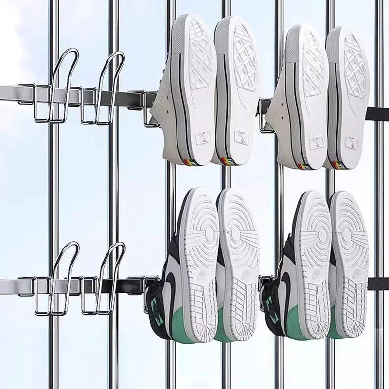 Stainless Steel Shoe Hanger Drying Rack – Closet Organizer Shoe Hanger Rack Qme