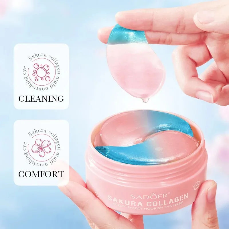 SADOER Sakura Collagen Eye Mask 60pc – Firming Eye Patches Collagen Eye Mask Qst
