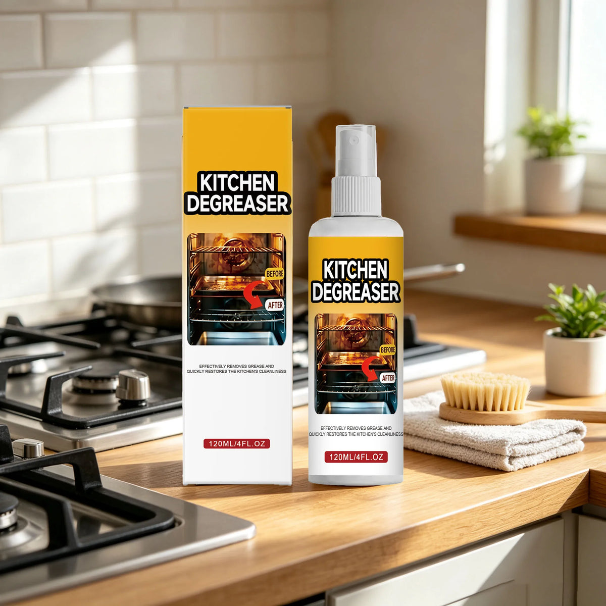 120ml Kitchen Degreaser Spray – Deep Clean & Restore Gloss Kitchen Degreaser Spray Qst