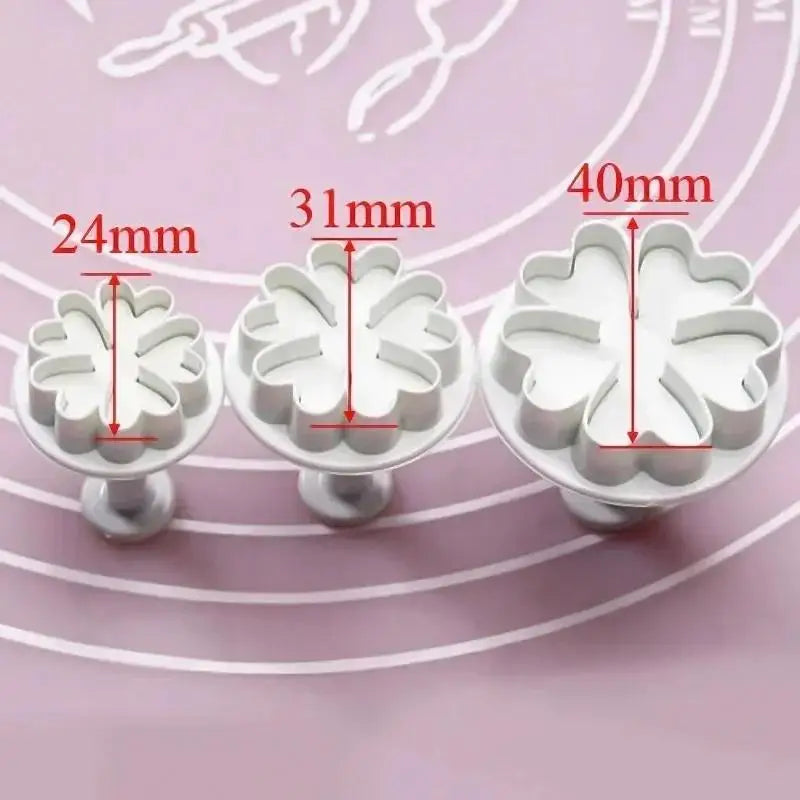 Primrose Flower Plunger Cutters – 3pc Fondant Cake Decorating Set Fondant Plunger Cutter Qme