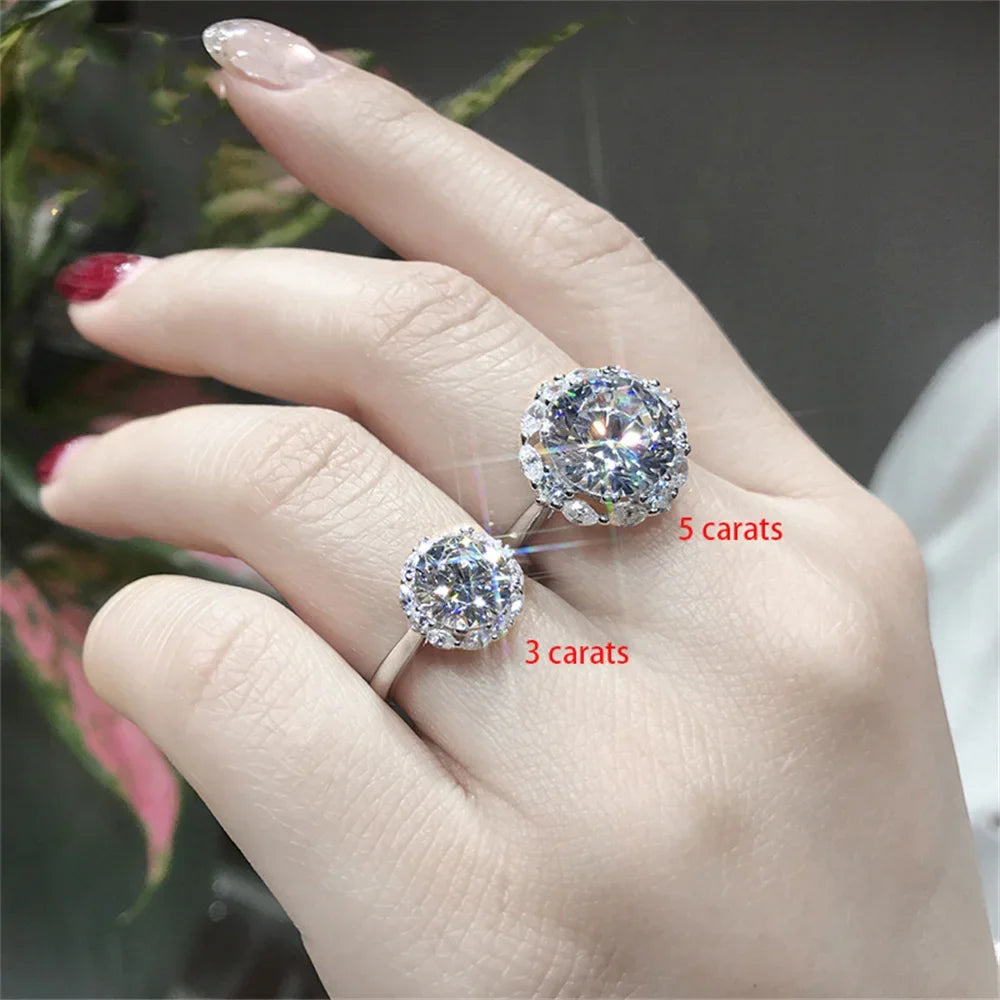 5-Carat Cubic Zirconia Statement Ring | Adjustable Band Fashion Statement Ring Qme