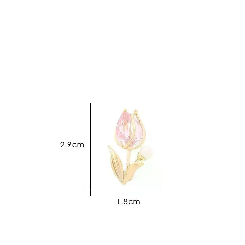 Crystal Tulip Brooch – Pearl Rhinestone Flower Pin for Women Brooch & Lapel Pin Qme