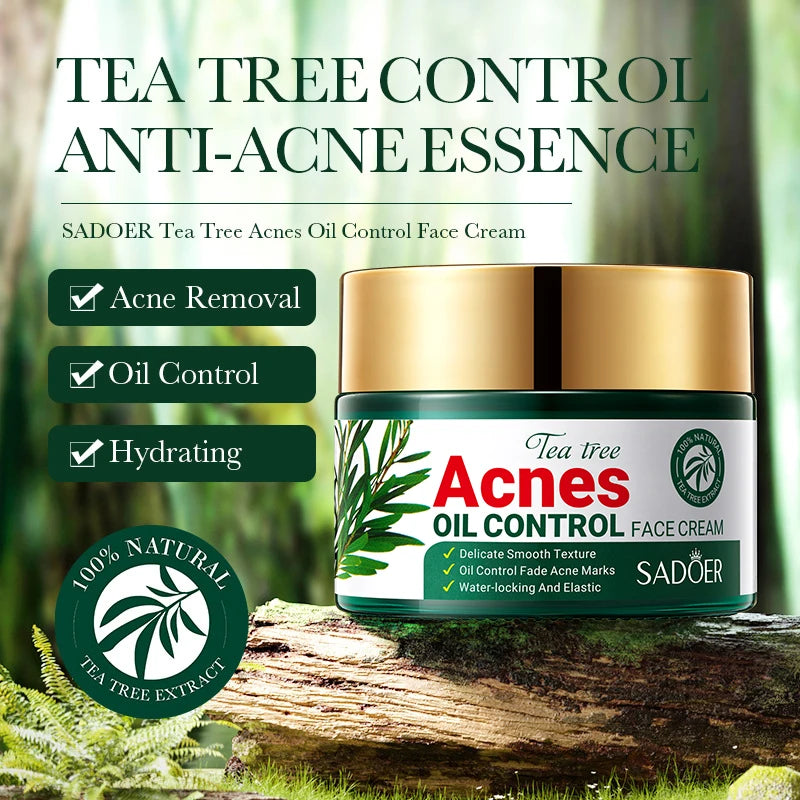 PWYUMAN Tea Tree Face Gel & Cream Set – Oil Control Skincare Facial Skincare Set Qst