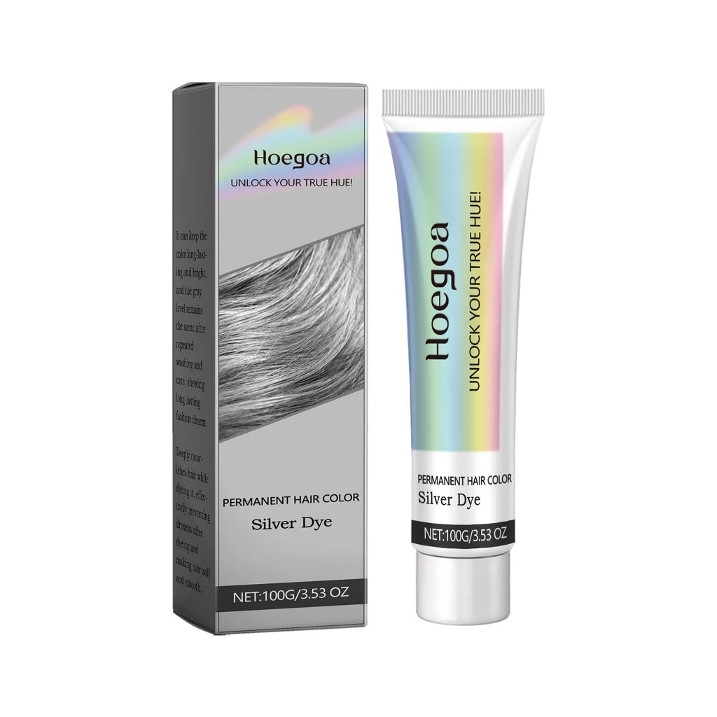 Hoegoa Gray Silver Hair Dye Cream – Metallic Punk Style Hair Dye Cream Qst 100g Boxed
