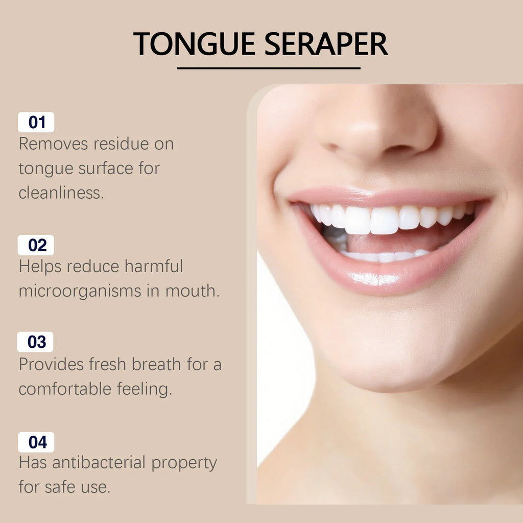 Stainless Steel Tongue Scraper & Brush | Fresh Breath Tool Tongue Scraper Qme
