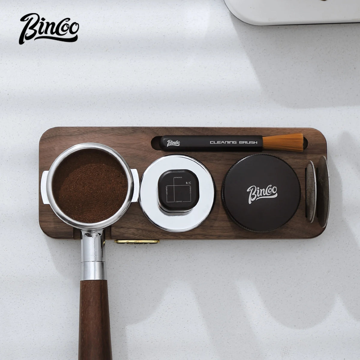 Bincoo Coffee Tamper Holder 51–58mm Wooden Storage Base Tamper Holder Qst