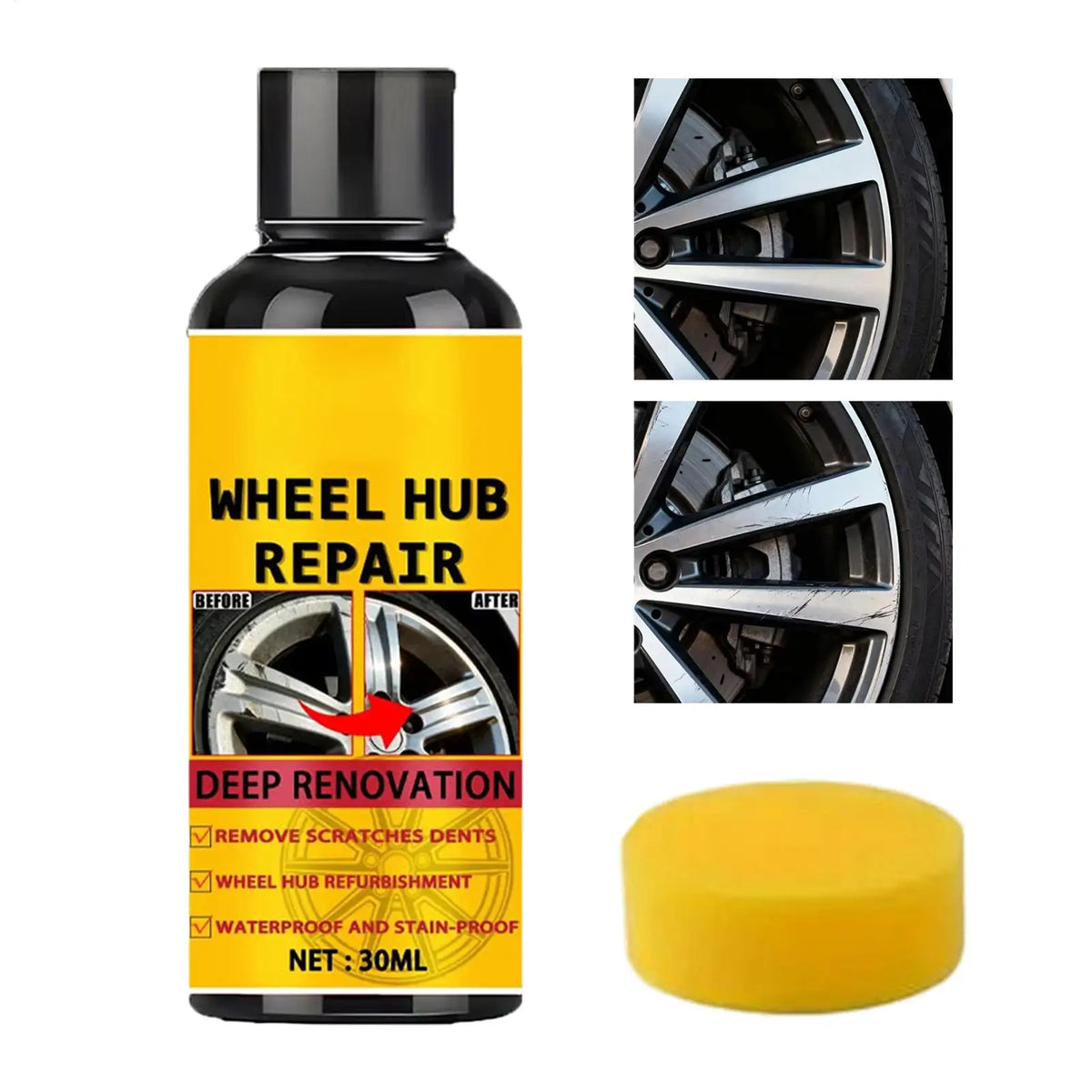 Wheel Hub Scratch Paste Shine Restorer – Easy 30ml Car Polish Wheel Polish Paste Qme