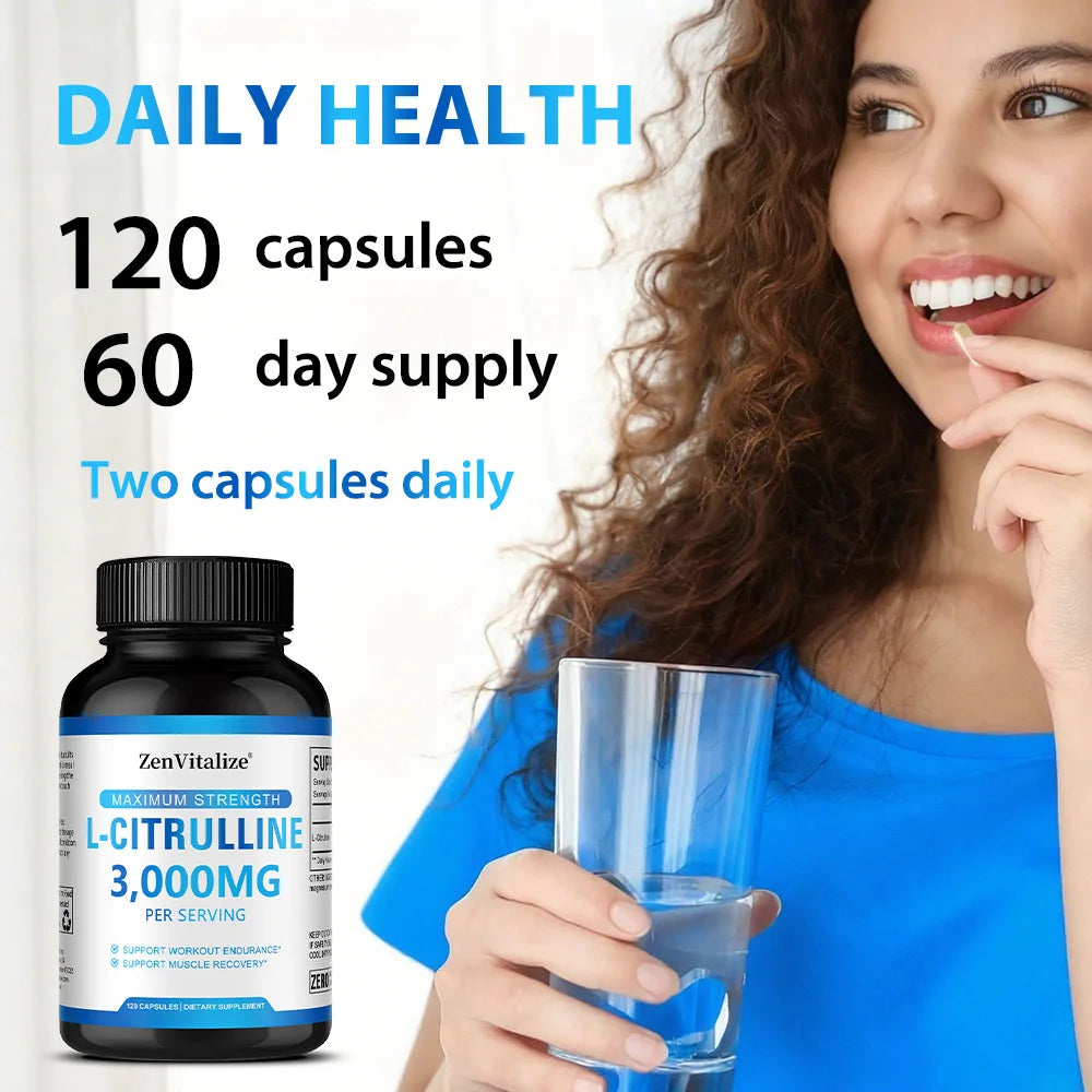 ZENVITALIZE L-Citrulline 3000mg Vegetarian Capsules | USA Made Amino Acid Supplement Qst