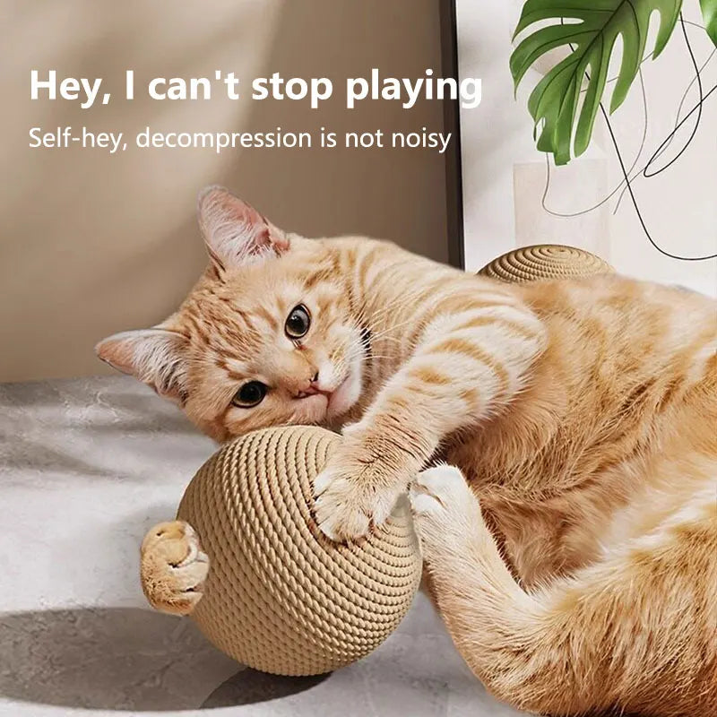 Interactive Sisal Cat Scratching Ball Toy – 8/10cm Sounding Cat Scratching Toy Qst