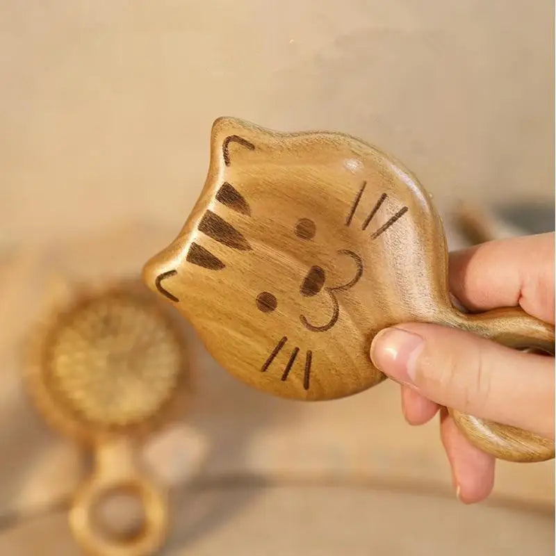 Wooden Cat Scalp Massage Comb | Garapa Air Cushion Hair Brush Scalp Massage Comb Qst
