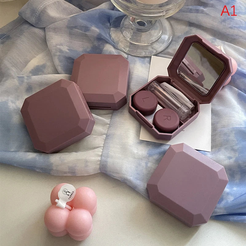 Portable Contact Lens Case Set – Tweezer & Suction Stick Kit Contact Lens Case Qst Dark pink