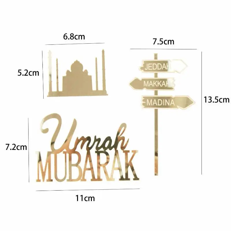 Mubarak Hajj Gold Acrylic Letter Cake Topper Decoration Cake Topper Qme A1