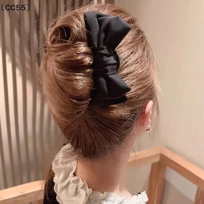 Women's Bow U-Shaped Hair Clip – Elegant Black Boutique Hairpin Hair Clip Qst