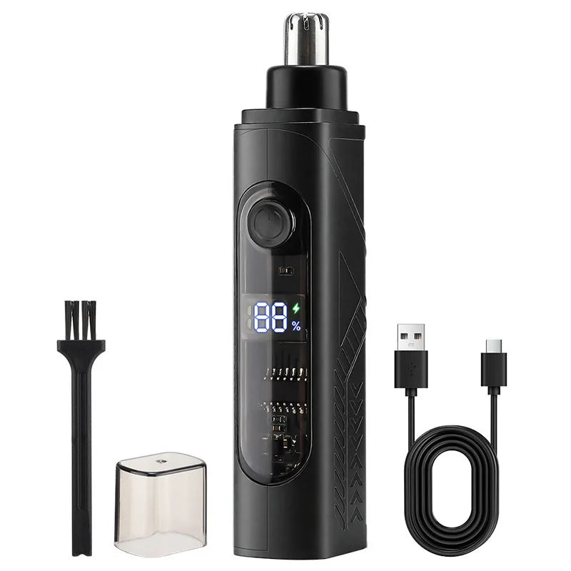 Rechargeable Nose Hair Trimmer with Digital Display Nose Hair Trimmer Qme black