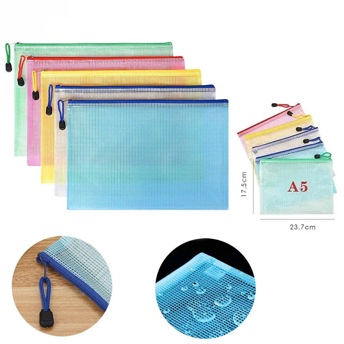 Mesh Zipper File Pouch A4 A5 A6 Document Storage Folder Zipper File Pouch Qme