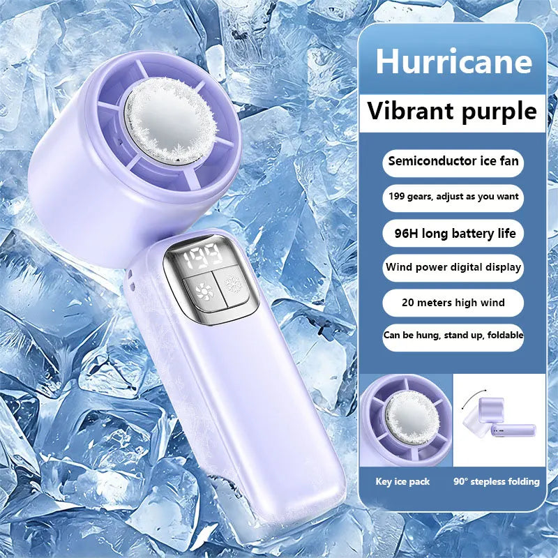 Portable USB Rechargeable Handheld Fan – Brushless Turbo Cooler Handheld Fan Qst Purple Refrigeration